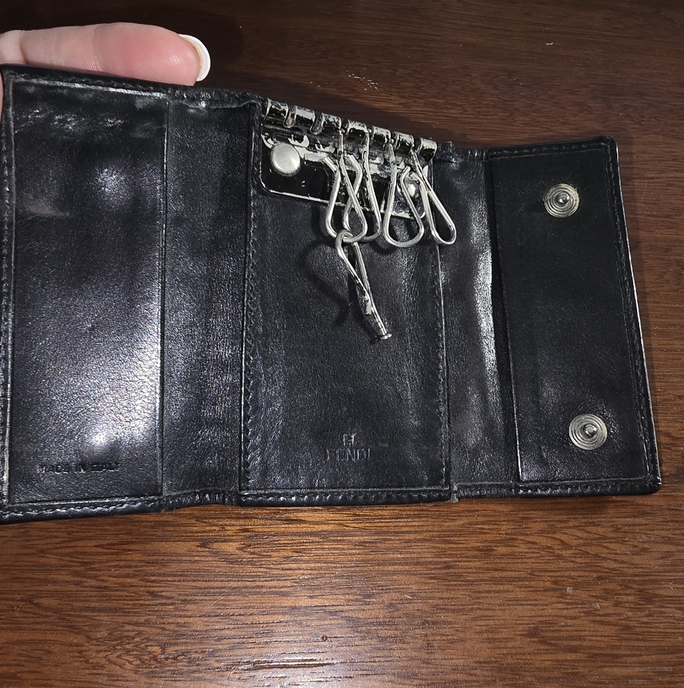 Fendi Black Canvas & Leather Key Holder